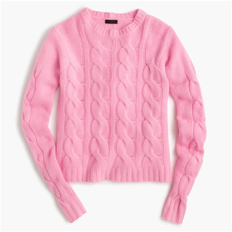 Jcrew Italian Cashmere Cable Sweater In Pink Lyst