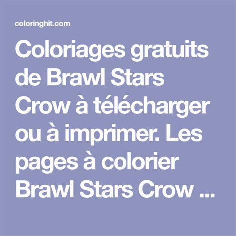Coloriages gratuits de Brawl Stars Crow à télécharger ou à imprimer