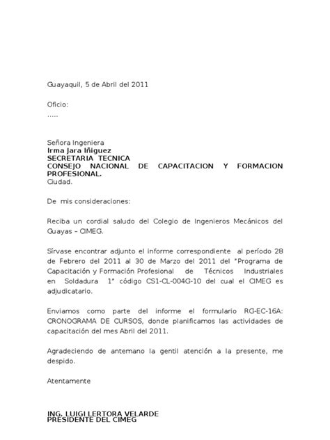 Carta De Entrega De Informes Febrero 2011