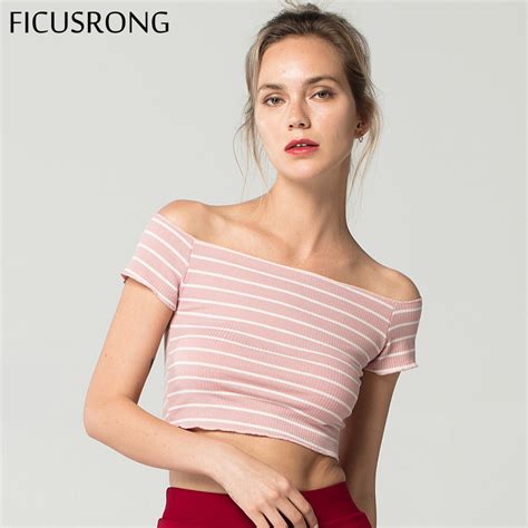 Summer Fashion New Slash Neck Crop Tanks Tops Casual Exposed Navel Short Sleeve Sexy Party