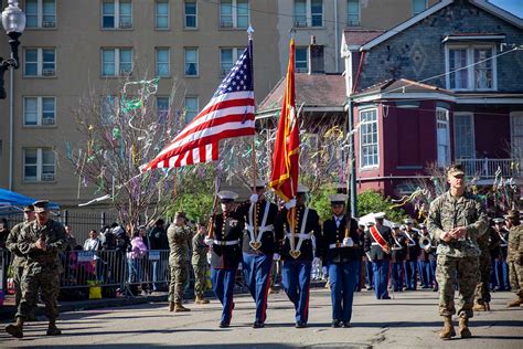 The Marine Forces Reserve Color Guard Marches During Picryl Public