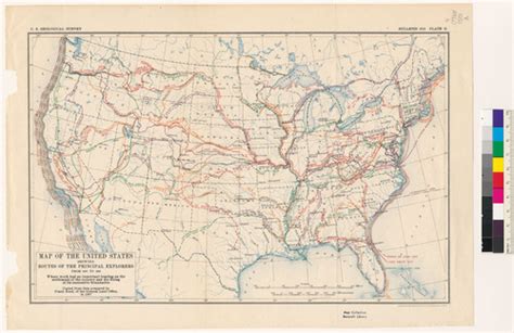 Map Of The United States Showing Routes Of The Principal Explorers From