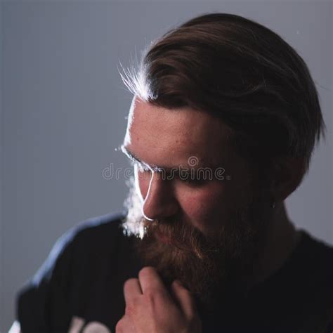 Close Up Portrait Of A Brooding Bearded Man Stock Image Image Of