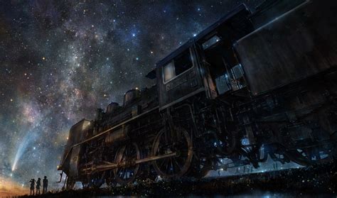 2000x1178 Iy Tujiki Art Night Train Anime Starry Sky Wallpaper
