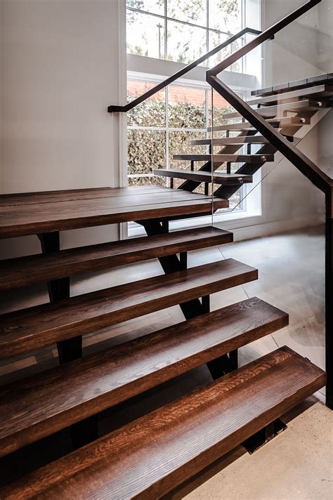 Modern Open Wood Staircase With Glass Balustrade Stair Railing Kits