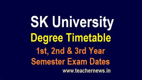 Sk University Degree Time Table 2022 Out Sku Ug Sem Exam Dates