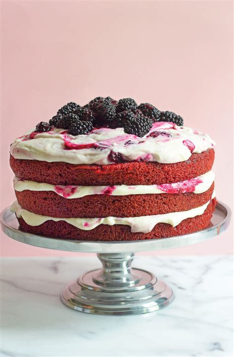 Red Velvet Cake With BlackberryCream Cheese Whipped Frosting Recipe