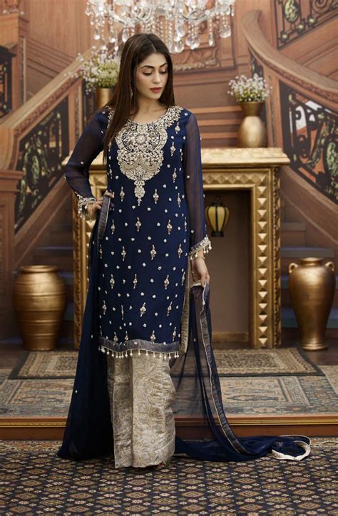 Exclusive Navy Blue And Steel Grey Bridal Wear G15813 Exclusive