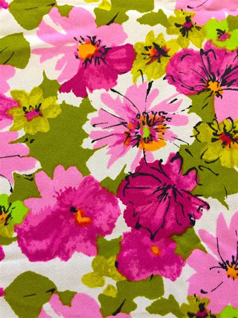 dazzling vintage 60s floral print hippie fabric crepe fabric yardage home decor apparel 45x 122