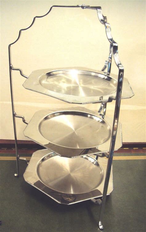 Vintage 3 Tier Folding Cake Stand Old Hall Stainless Steel Cake