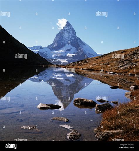 The Matterhorn 4478m From The East Over Riffel Lake Swiss Alps