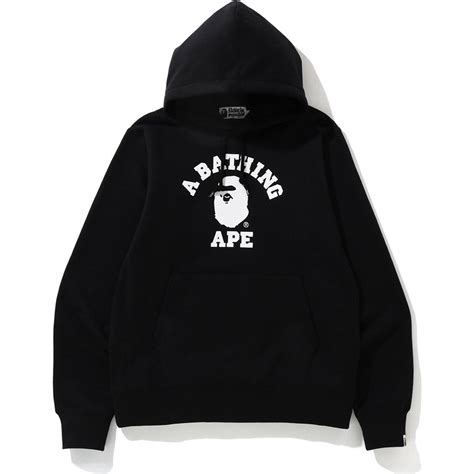A Bathing Ape College Heavy Weight Pullover Hoodie In Blackwhite