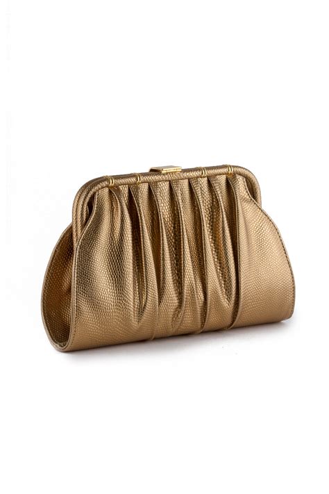 Bronze Leather Evening Bag Clutch Crystal Clasp 2 Madison Avenue Mall