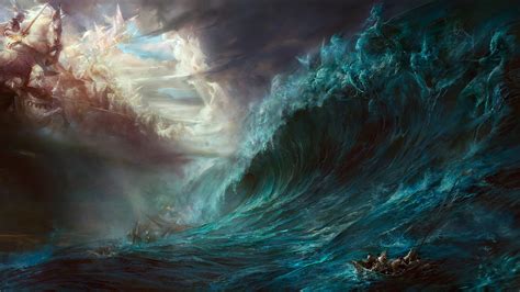 Wallpaper Boat Fantasy Art Sea Battle Artwork Gods Underwater