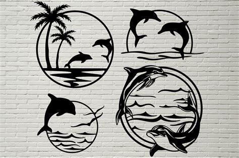 Dolphin Scene Svg Dolphin Cut File For Laser Dxf For Plasma Etsy Hot