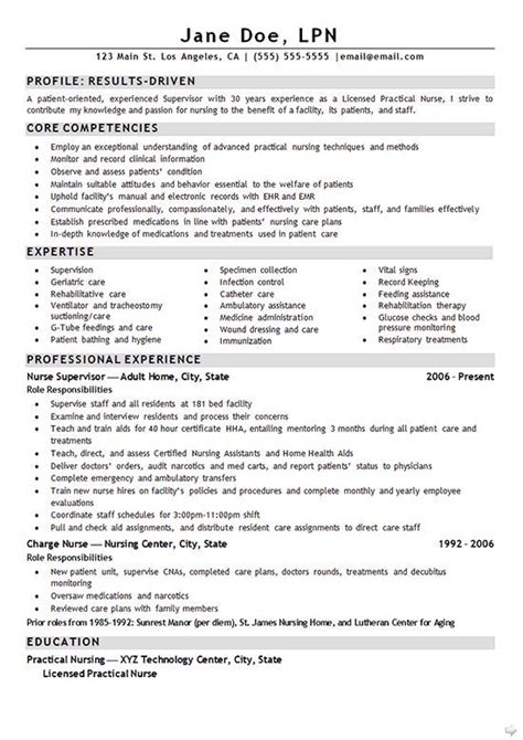 nurse lpn resume  resume lpn resume nursing