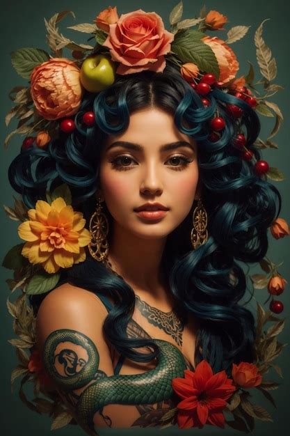 premium ai image american traditional tattoo of a beautiful latin woman