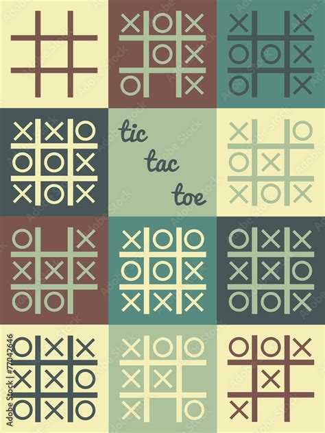 Vector Tic Tac Toe Game With All Combinations And Variants Stock