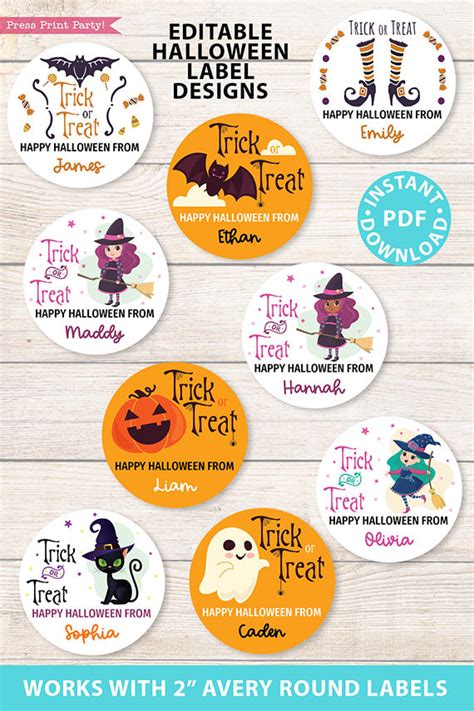 Halloween Labels Printable 2 Round Green Witch Press Print Party