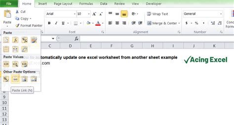 Automatically Update One Excel Worksheet From Another Sheet Acing Excel