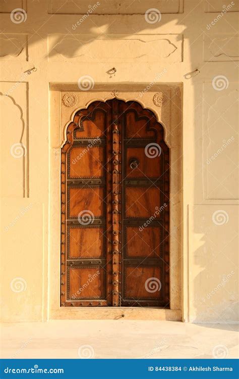 Im Altem Stil Indische Antike Tür Jaipur Indien Stockfoto Bild Von