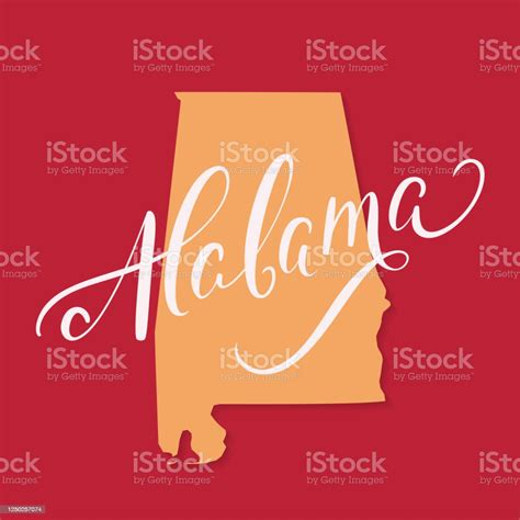 Alabama State Lettering And Vector Map Stock Illustration Download