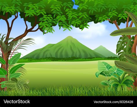 Cartoon Of Beautiful Natural Landscape Royalty Free Vector