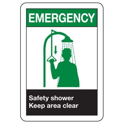 ANSI Signs Emergency Safety Shower Keep Area Clear Seton
