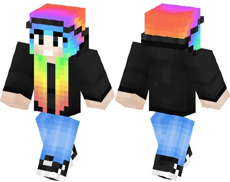 Rainbow Hair Hipster Girl Minecraft Skin Minecraft Hub