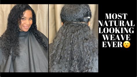 Natural Hair With Beaded Weft Microlink Extensions Braidless Sew In