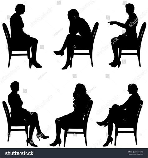 Vector Silhouette People Who Sit Chair Stock Vector 230381713 ...
