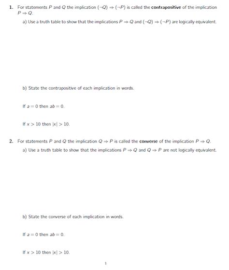 Solved 1 For Statements P And Q The Implication 2 P