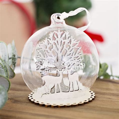 Personalised Winter Forest Scene Christmas Bauble The T Experience