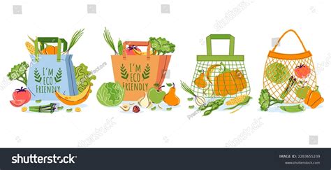 Bag Food Grocery Market Eco Product Stock Vector Royalty Free