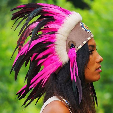 Pink Feather Headdress Indian Headdress Novum Crafts