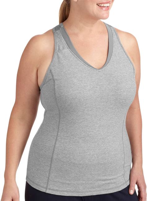 Womens Plus Size Dri More Racerback Mesh Tank With Built In Bra Gym