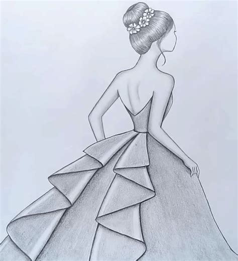 Princess Drawing With Beautiful Dress Step By Step Cool Pencil