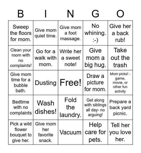 Happy Mothers Day Bingo Card