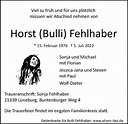 Traueranzeigen von Horst Fehlhaber | Trauer-Lüneburg.de
