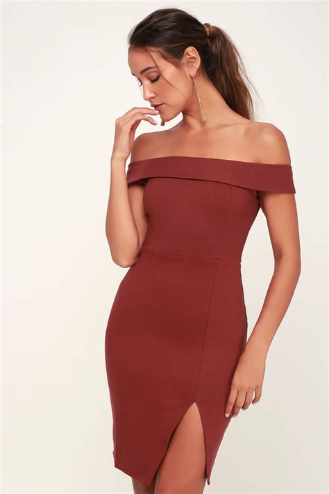 Sexy Wine Red Dress Off The Shoulder Dress Ots Bodycon Dress Lulus