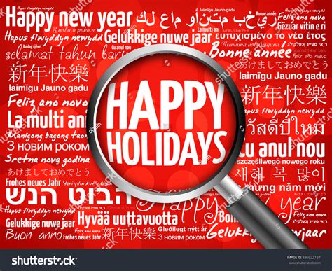 Happy Holidays Happy New Year In Different Languages Red Background