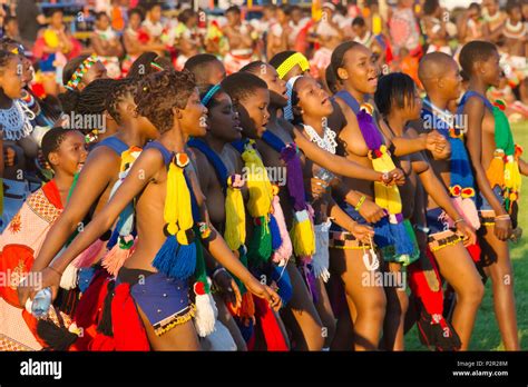 Swazi Mädchen Parade In Umhlanga Reed Dance Festival Swasiland Stockfotografie Alamy