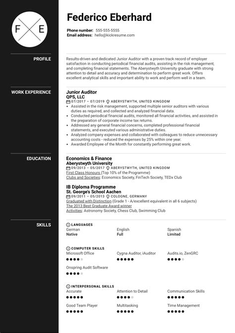 The samples that we have provided should help to clarify the. Junior Auditor Resume Example | Kickresume