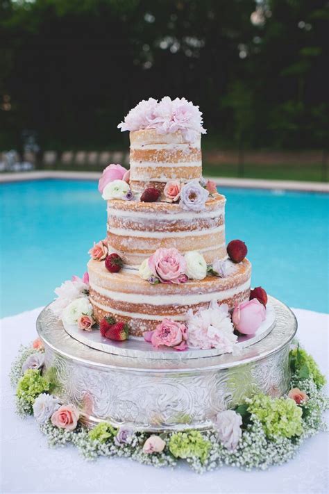 Do you need the chocolate version? Naked Vanilla Wedding Cake with Soft Romantic Flowers