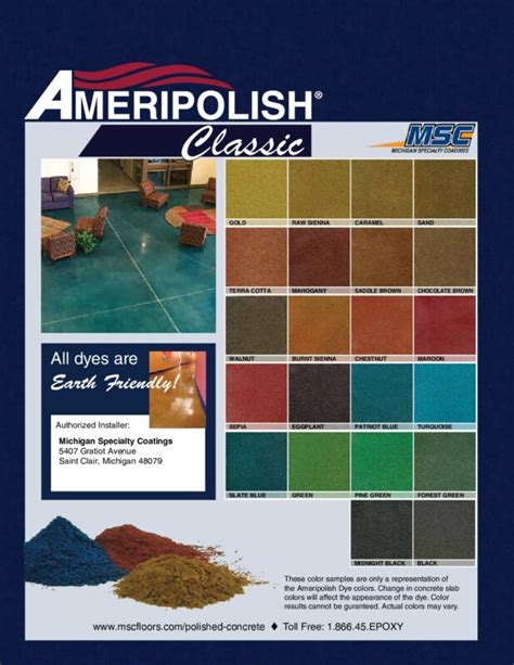 Ameripolish Dye Classic Color Chart Msc Floors Industrial Floor