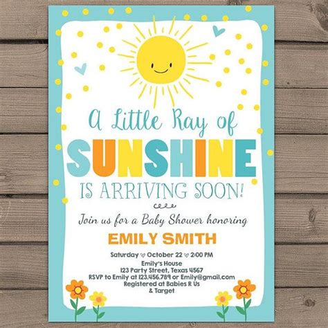A Ray Of Sunshine Baby Shower Invitation Little Sunshine You Are My