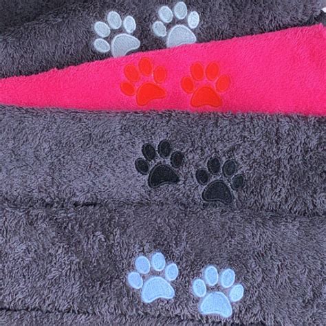 Embroidered Dog Paw Towel With Paw Print Design Soft 100 Etsy