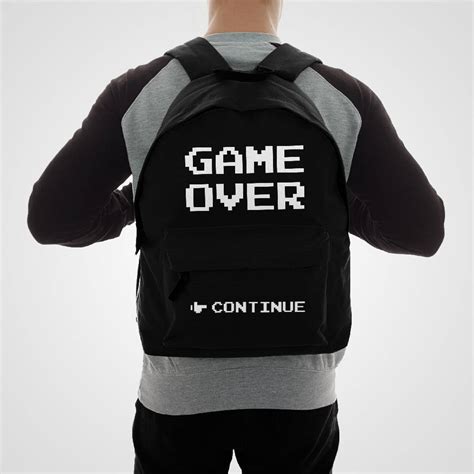 Game Over Backpack Video Game Rucksack Retro Gaming Bag Pixel