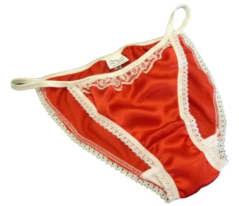red shiny satin panties mini tanga string bikini ivory lace new made in france 13 99 picclick