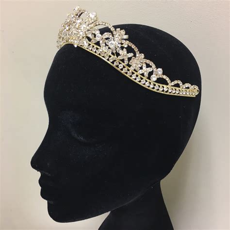 Sparkling Rhinestone And Swarovski Crystal Covered Tiara In Gold